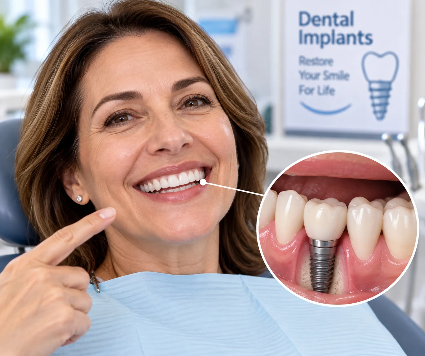 Illustration of dental implant restoration